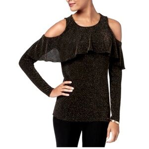 Michael Kors Cold Shoulder Glitter Top